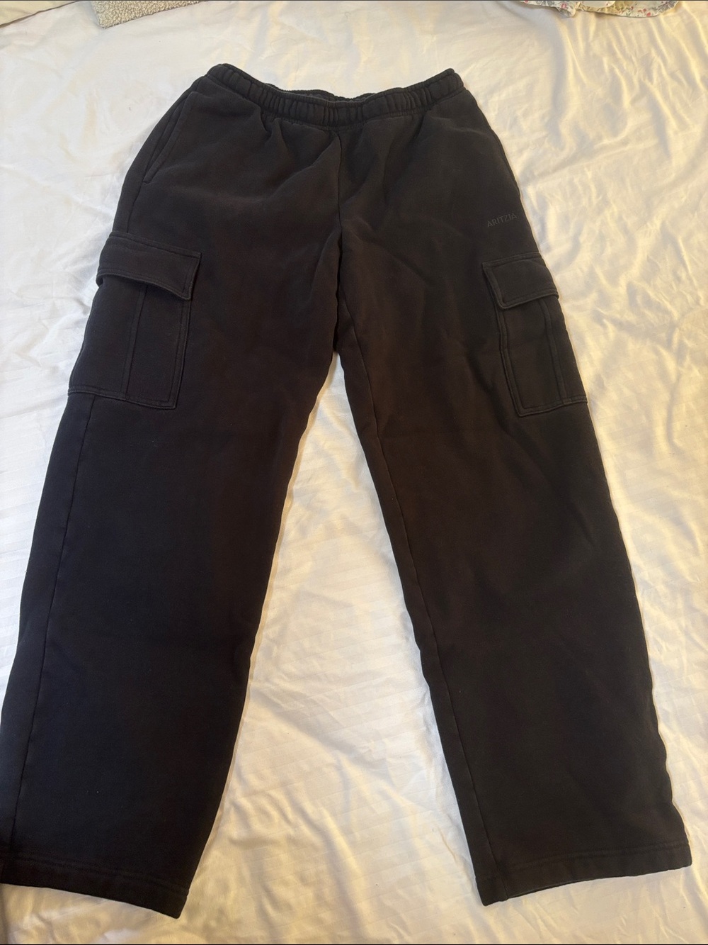 Aritzia Black Cargo Sweatpants (M- Tall)